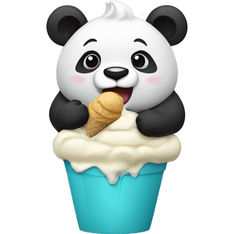 Panda eating ice cream emoji