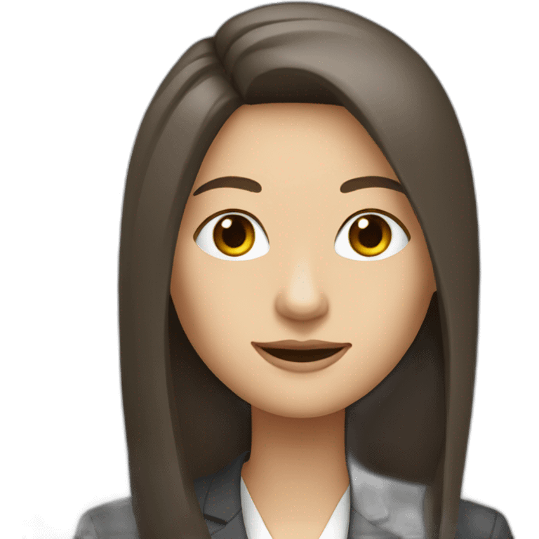 Dark Brown straight long hair white woman wearing suit emoji