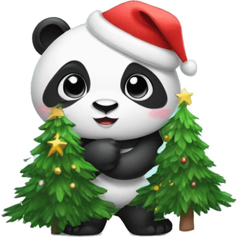 Panda with a Christmas tree  emoji