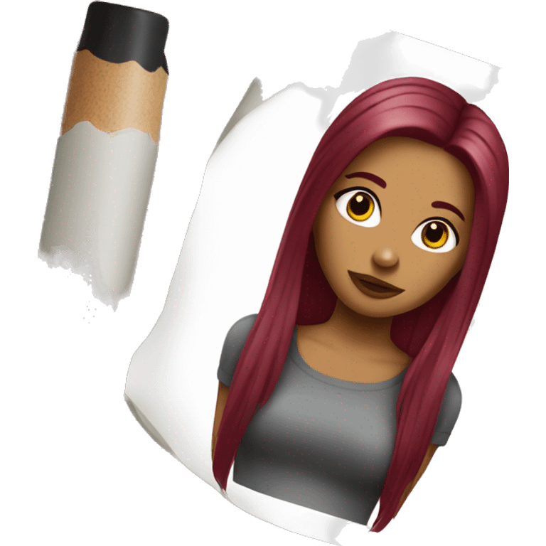 Tattooed woman with long straight burgundy hair emoji