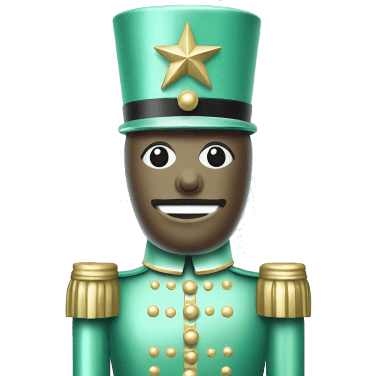 Realistic full body mint green metallic and pearlescent christmas nutcracker soldier  emoji