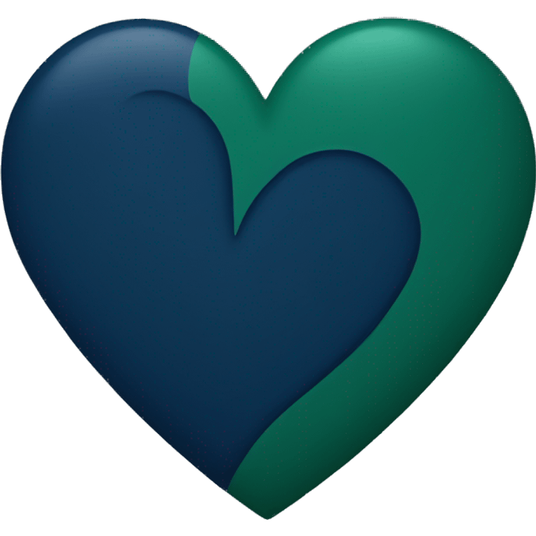 Half dark green and half navy blue heart  emoji