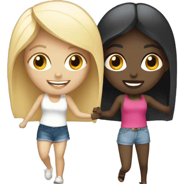 Black girl and white blonde girl partying emoji