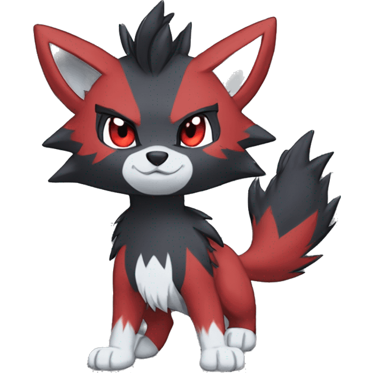 Black Cool Edgy Anthro Quilava Litten Zoroark Zorua Fakémon  with White and Red Edgy markings emoji