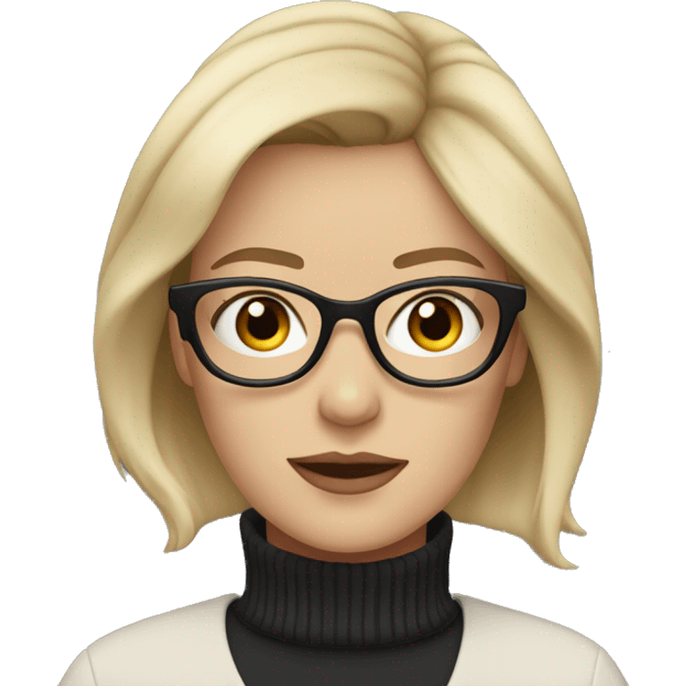 white woman in glasses and black turtleneck emoji