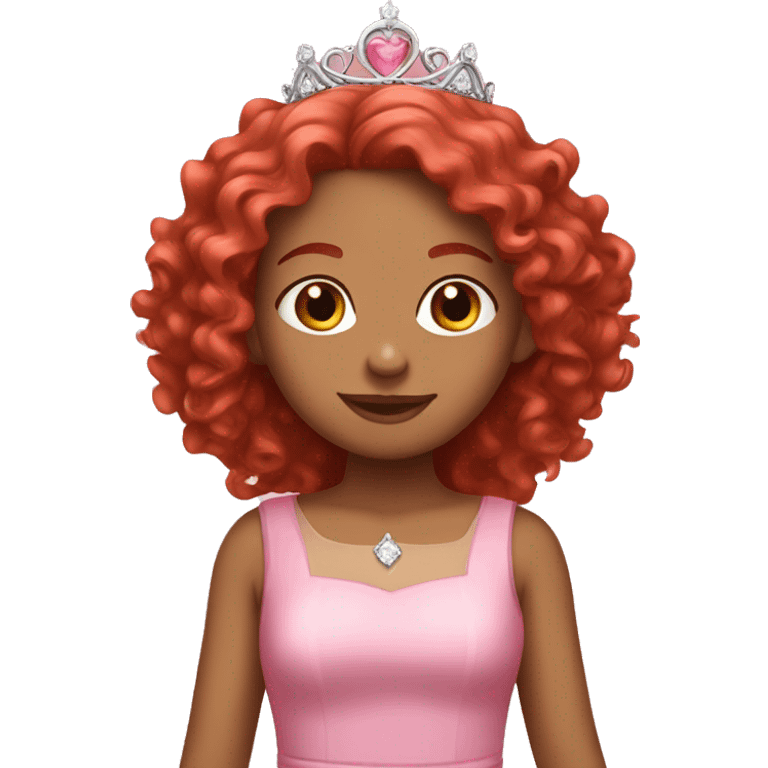 girl with red curly hair with a pink dress and a tiara emoji