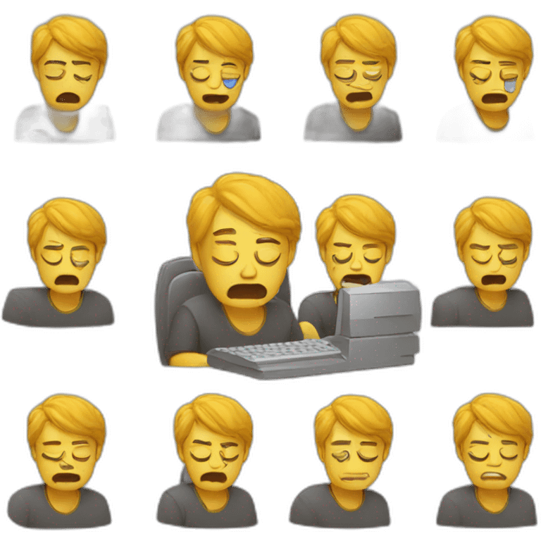 programmer crying while typing emoji