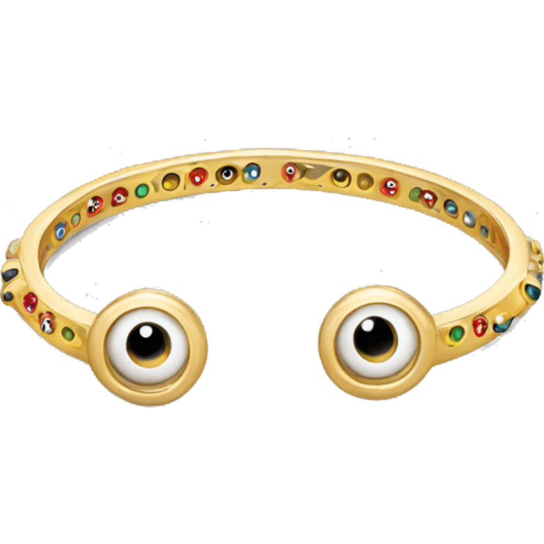 very thin gold bangle ring studded with eyeballs emoji