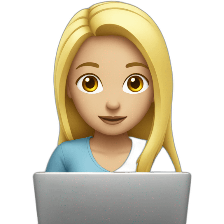 girl blond work on laptop emoji