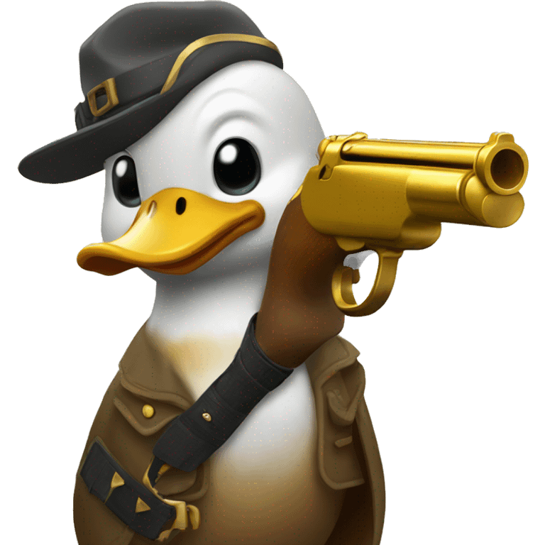 duck with a golden shotgun emoji