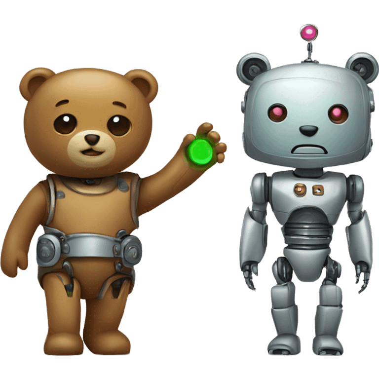 robot and teady bear emoji