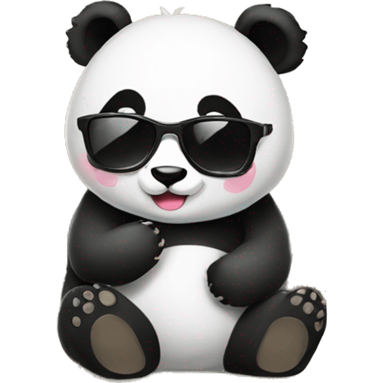 Panda with sunglass and sitting in classroom  emoji