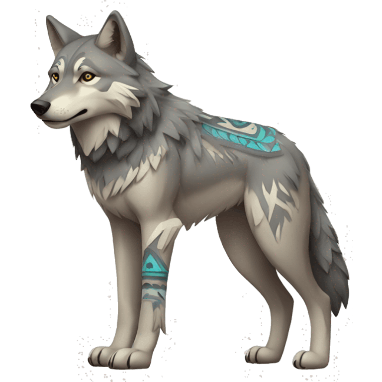 Wolf With Tribal Markings Full Body emoji