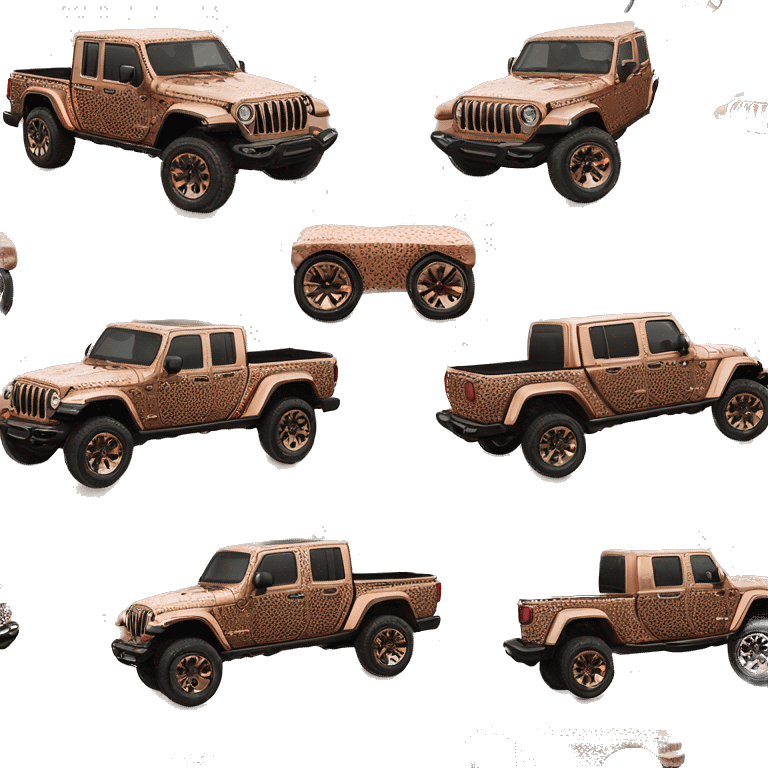 Realistic rose gold leopard print pattern Jeep Gladiator truck. emoji