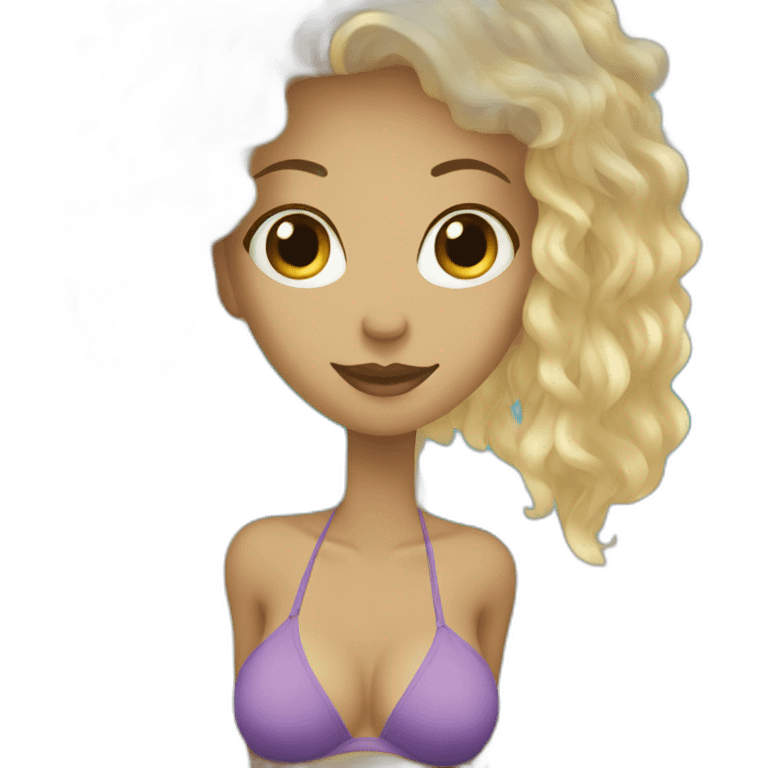 Women with blonde hair in the beach emoji