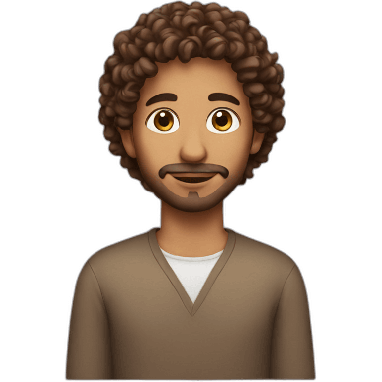 arab with brown curly hair emoji