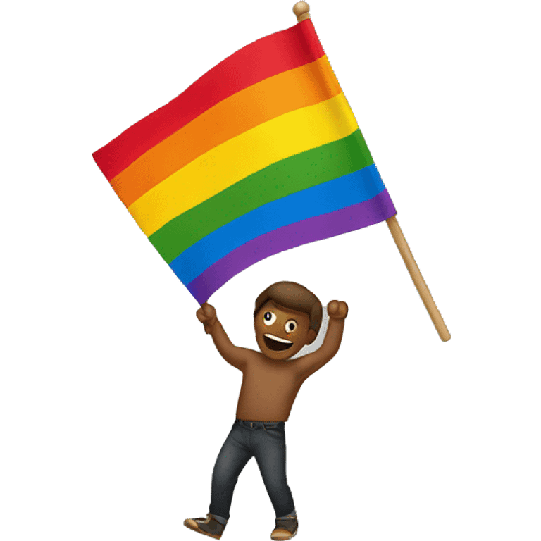 guy holding gay flag emoji