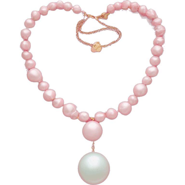 A pastel pink necklace with pearls emoji