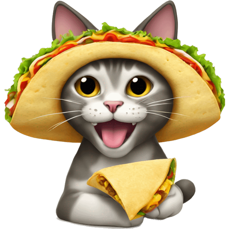 Cat eating taco emoji