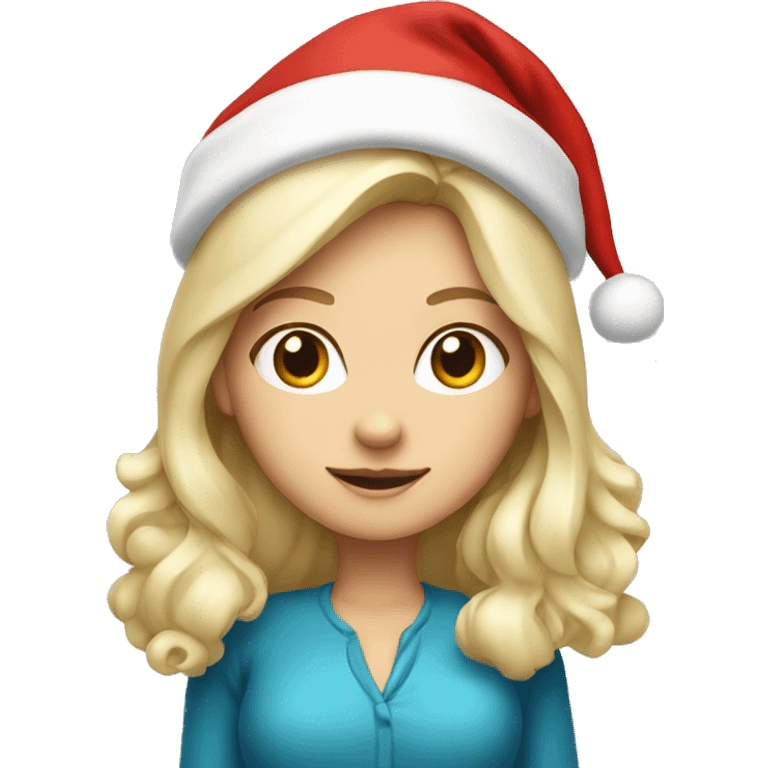 White blond girl as santa claus With hat  emoji