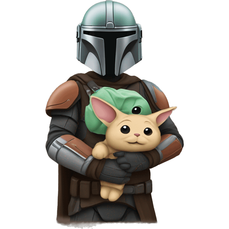 Mandalorian holding grogu emoji