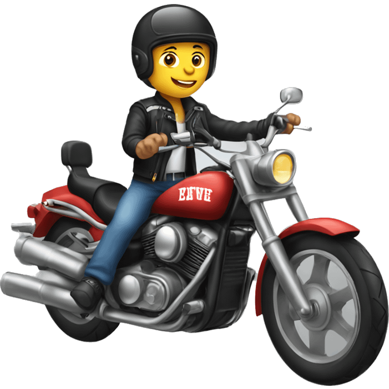 cartoon teenage biker dude on a motorcycle with a transparent background emoji