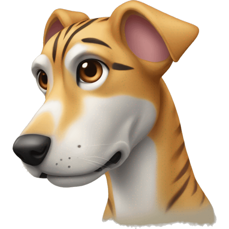 Fawn tiger greyhound with pawls up emoji