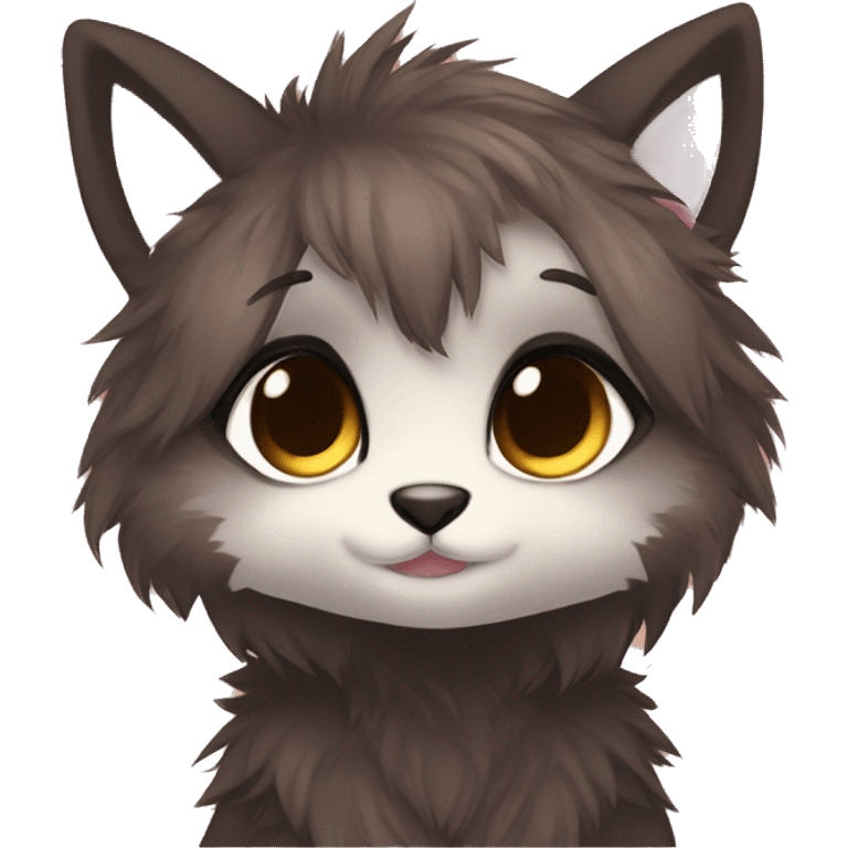 Anthro Shy Cute Cool Kawaii Edgy Chibi Dark Brown Furry Animal Anthro Sona emoji