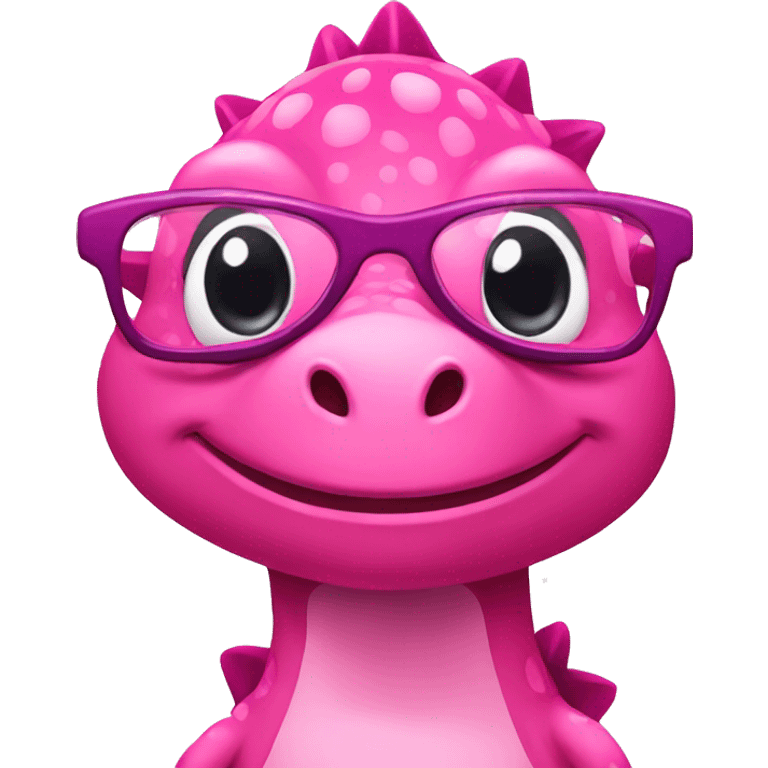 Pink dinosaur with pink glasses and pink bow emoji