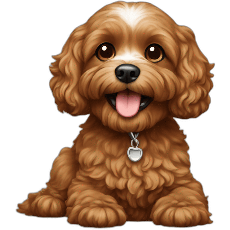 Cavapoo dog brown happy emoji