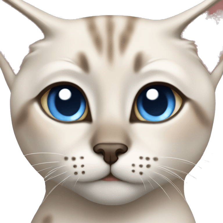 Lynx Point Siamese Cat with light blue eyes and hearts emoji