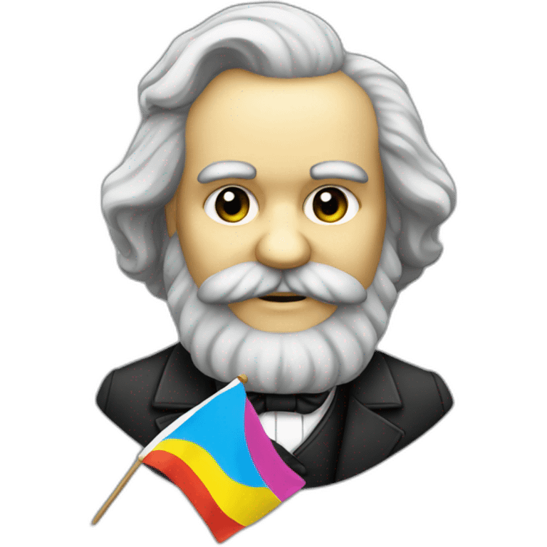 karl marx holding a pansexual flag emoji