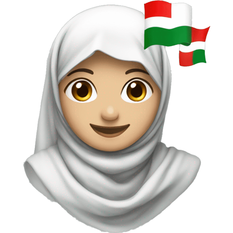 Smiling emoji with hijab with Lebanon flag colors emoji