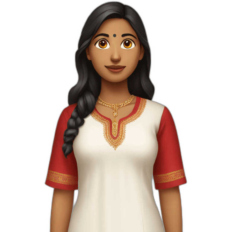 indian girl wearing a blood red kurti and white pajama emoji