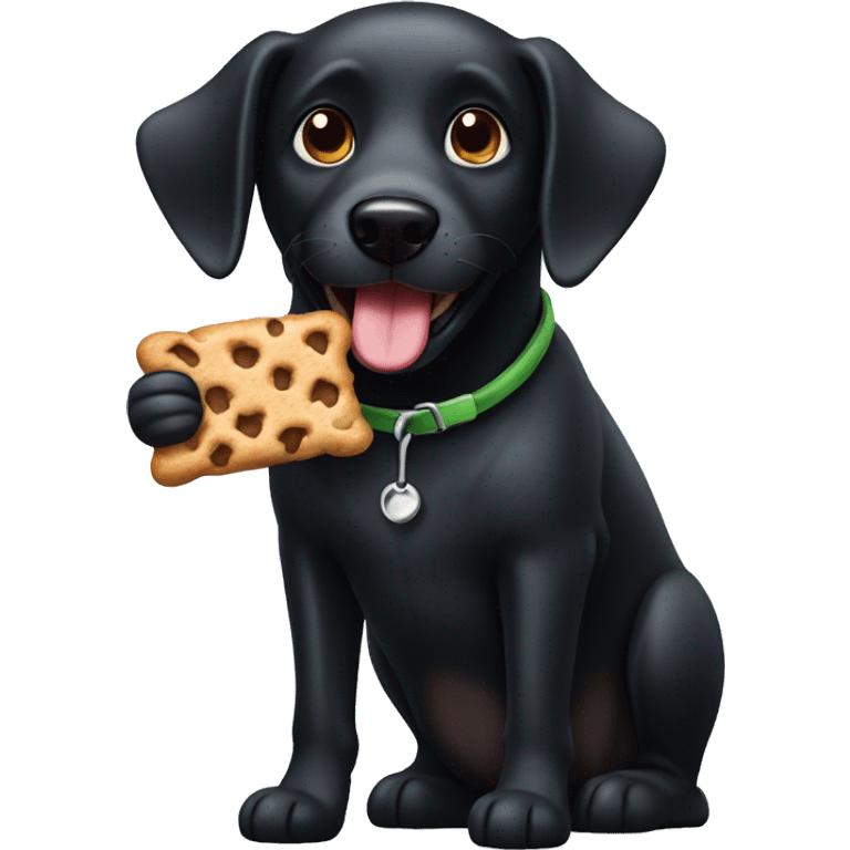 black dog with treat emoji