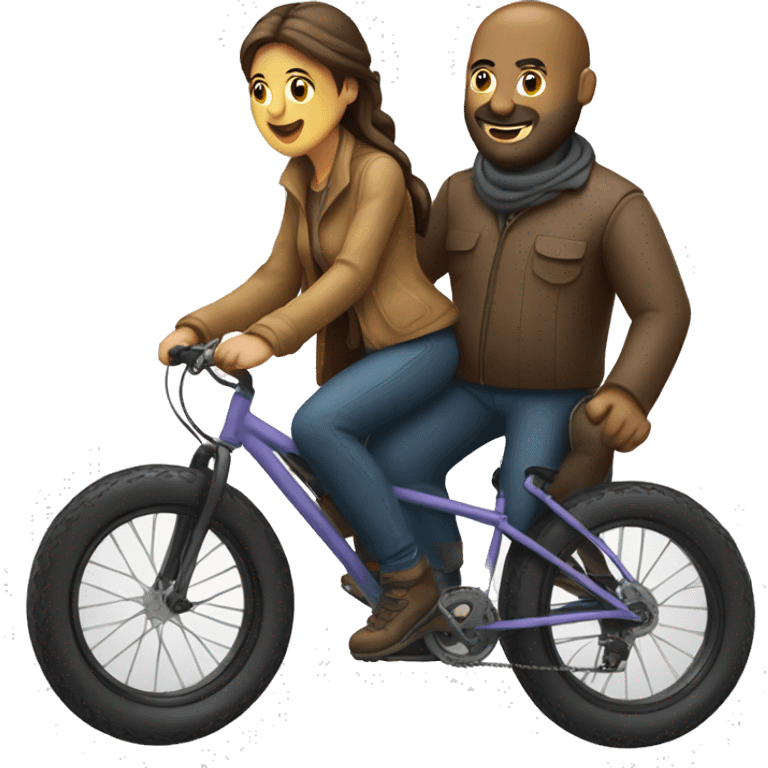 guy and woman riding on a fat bike emoji