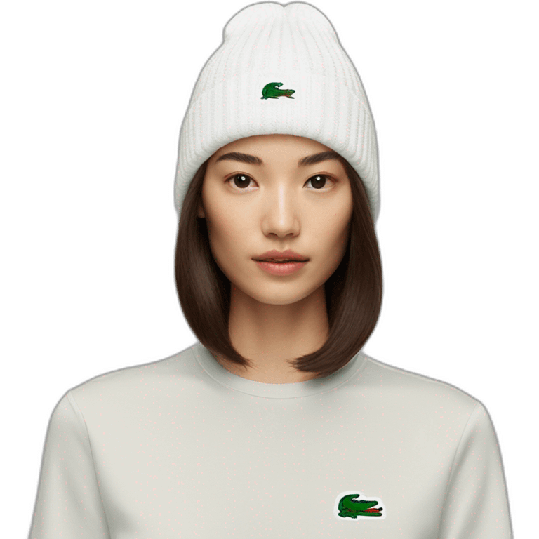 Brunette lacoste beanie with lacoste emoji