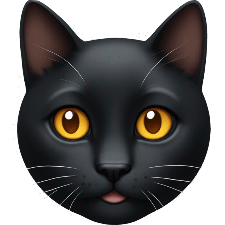 jet black cat with amber eyes with a white patch on his throat emoji