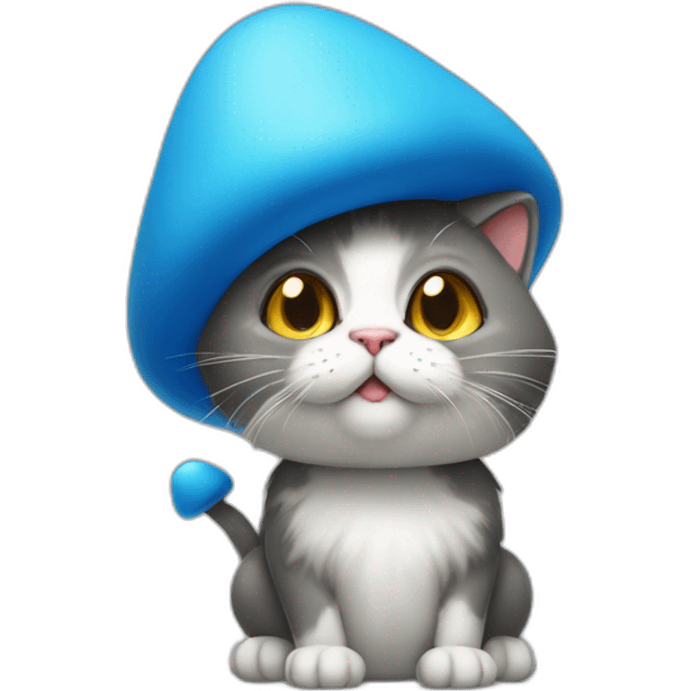 A smurf cat with mushroom hat emoji