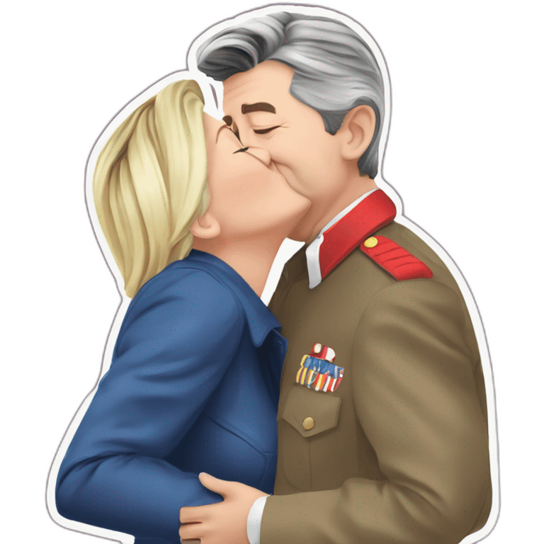 Jean Luc Melenchon kissing marine le Pen emoji