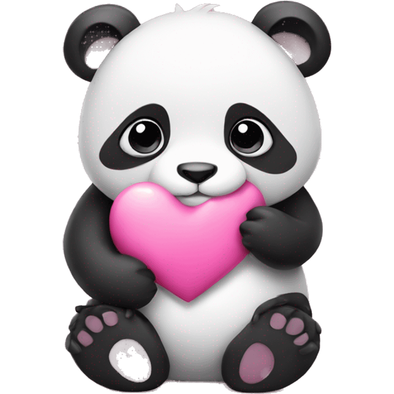 panda holding a pink heart  emoji