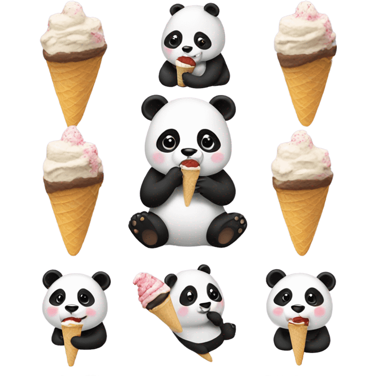 Panda eating ice cream emoji