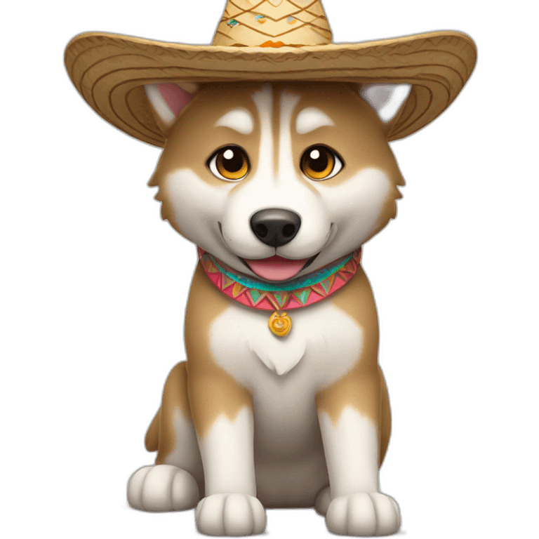 Light brown husky with sombrero emoji