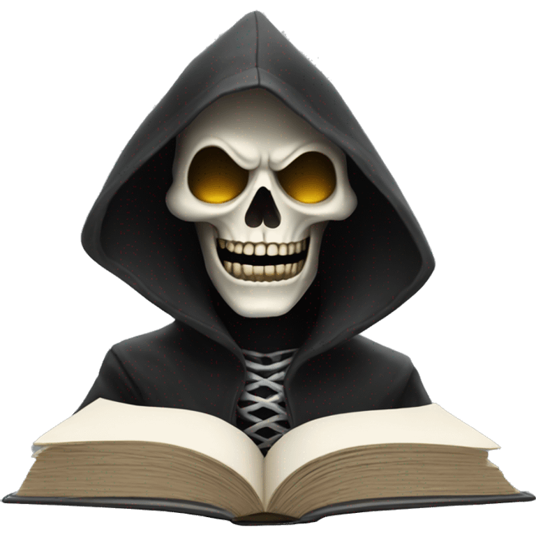 happy human reaper face with book emoji