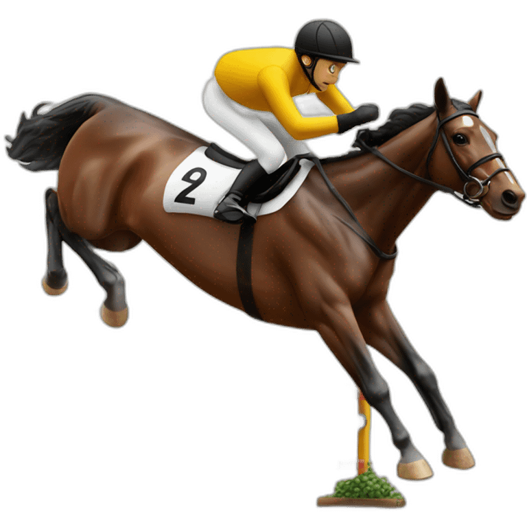 racing horse jumping over a hurdle emoji