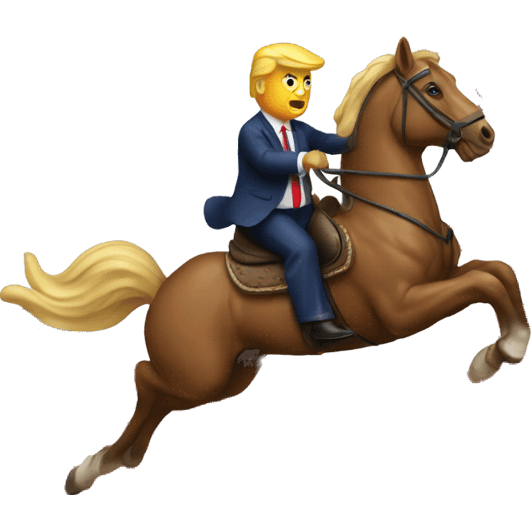 Trump riding horse with American flag emoji