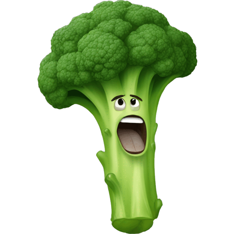 A screaming broccoli emoji