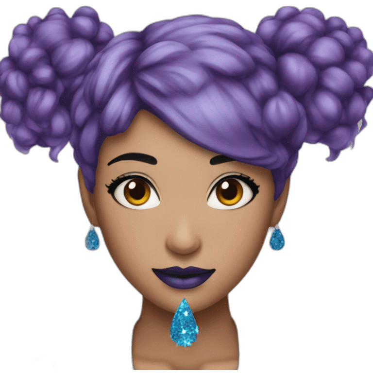 women with short blue hair and glitter makeup emoji