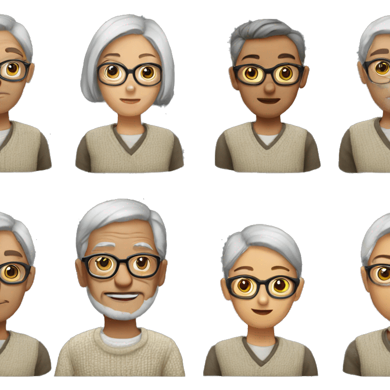 Girl wearing glasses and old man sweater emoji