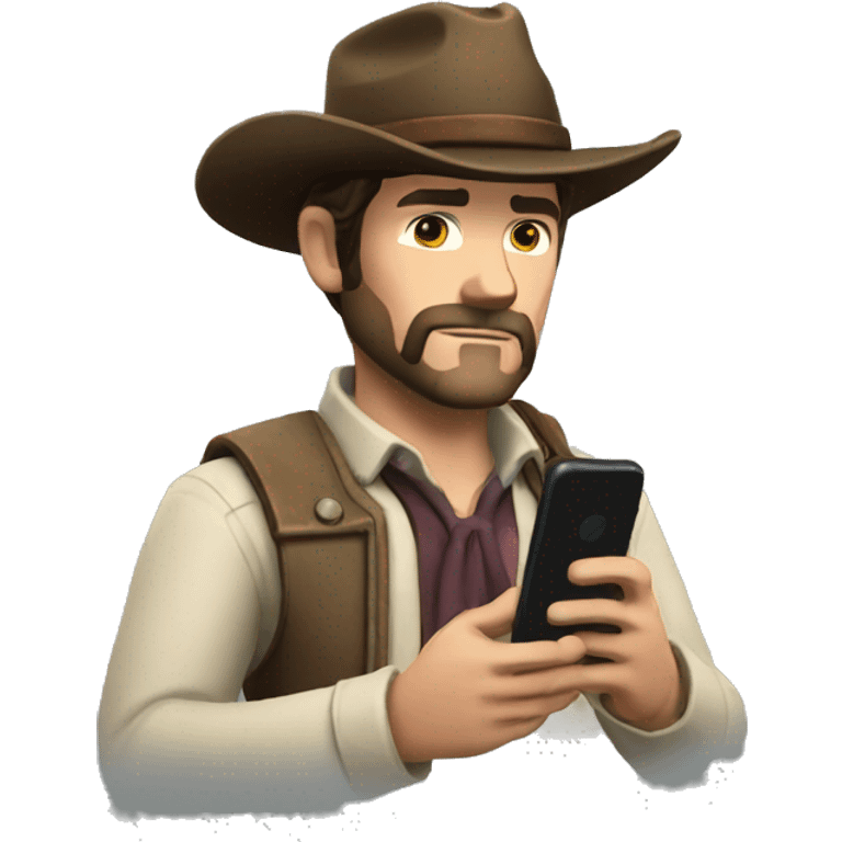 arthur morgan using a smart phone emoji